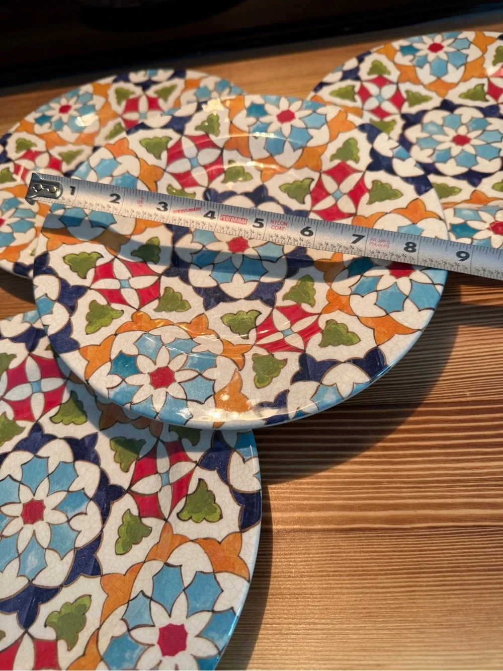 Williams Sonoma Iznik Tile Geo Indoor/Outdoor Melamine Salad Plates, S/4